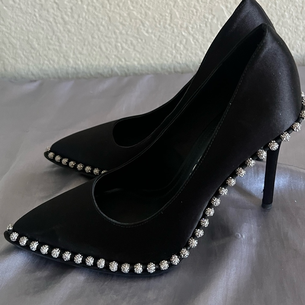 Alexander Wang Rie Crystal Satin Pointed Toe Heel Pump New - Picture 4 of 14